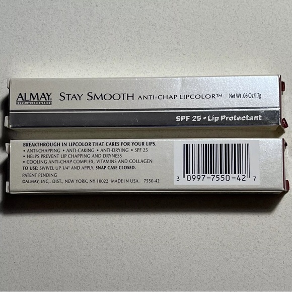 2x ALMAY Stay Smooth Anti-Chap Lipcolor with SPF 25 - Lip Protectant #42 RAISIN - Picture 4 of 7
